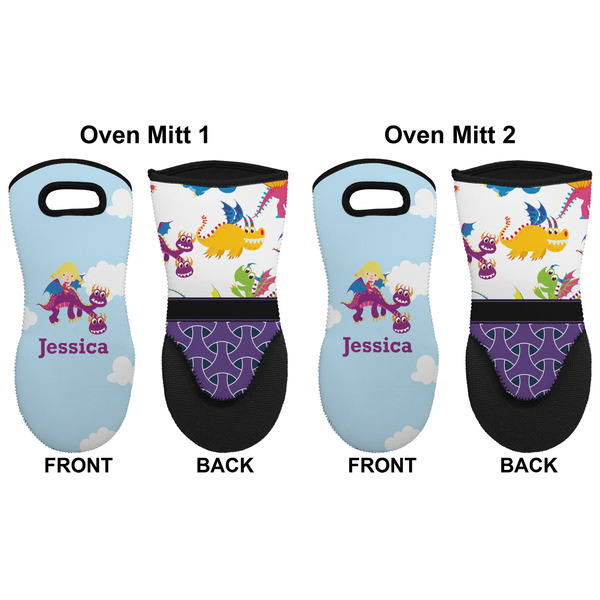 Girl Flying on a Dragon Neoprene Oven Mitt - Set of 2 - Approval