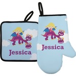 Girl Flying on a Dragon Oven Mitt & Pot Holder Set w/ Name or Text