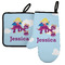 Girl Flying on a Dragon Left Oven Mitt & Pot Holder Set w/ Name or Text