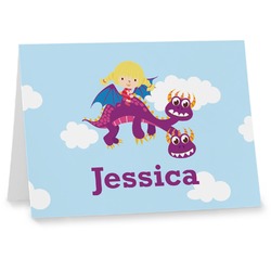 Girl Flying on a Dragon Note cards (Personalized)