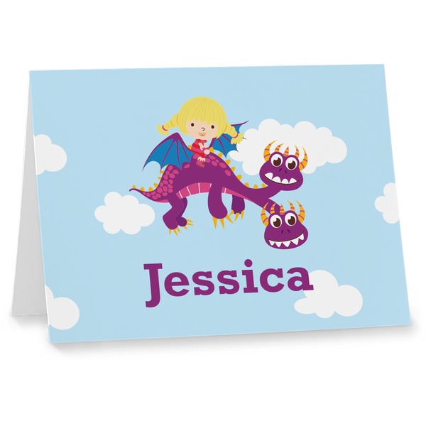 Custom Girl Flying on a Dragon Note cards (Personalized)