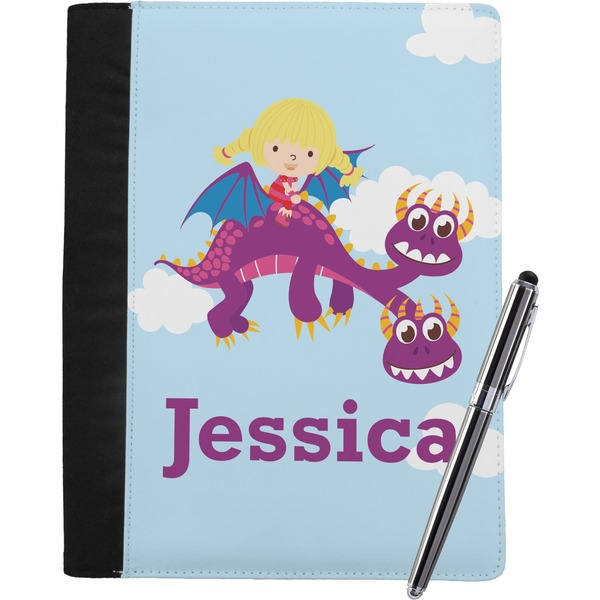 Custom Girl Flying on a Dragon Notebook Padfolio - Large w/ Name or Text