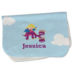Girl Flying on a Dragon Burp Cloth - Fleece w/ Name or Text