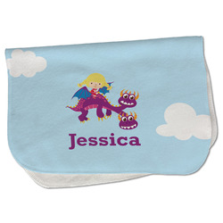 Girl Flying on a Dragon Burp Cloth - Fleece w/ Name or Text