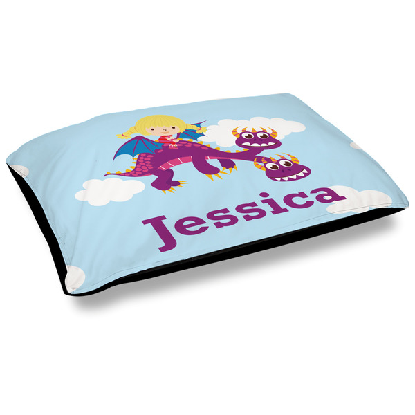 Custom Girl Flying on a Dragon Dog Bed w/ Name or Text