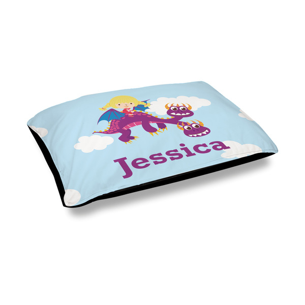 Custom Girl Flying on a Dragon Outdoor Dog Bed - Medium (Personalized)