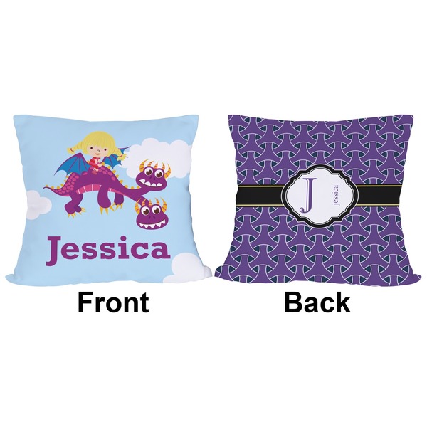 Girl Flying on a Dragon Outdoor Pillow - 20x20