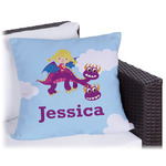 Girl Flying on a Dragon Outdoor Pillow (Personalized)