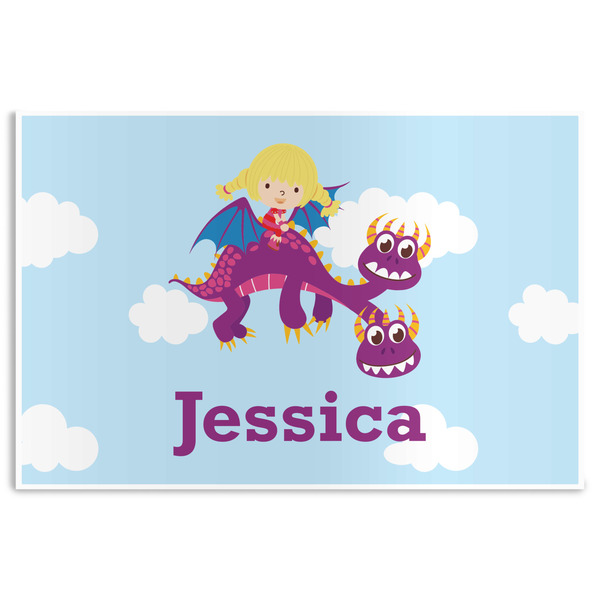 Custom Girl Flying on a Dragon Disposable Paper Placemats (Personalized)