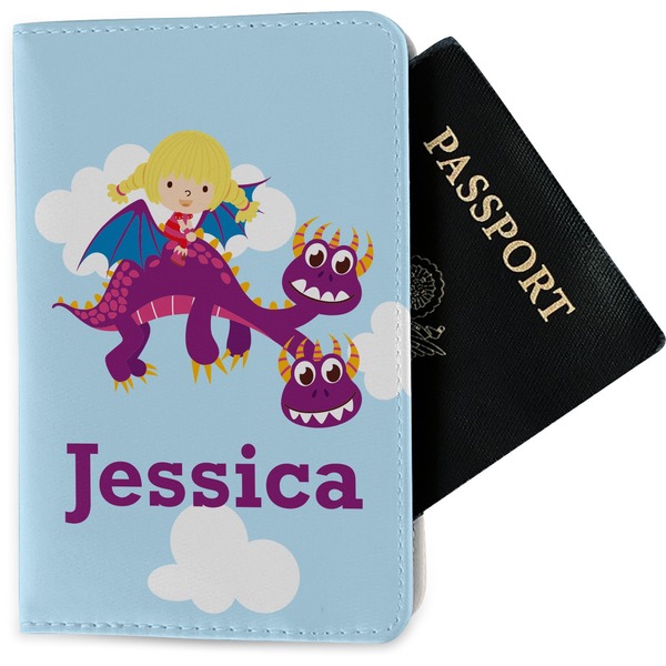 Custom Girl Flying on a Dragon Passport Holder - Fabric (Personalized)
