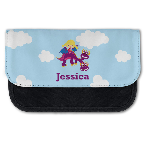 Custom Girl Flying on a Dragon Canvas Pencil Case w/ Name or Text