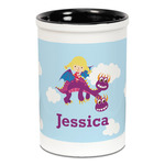 Girl Flying on a Dragon Ceramic Pencil Holders - Black