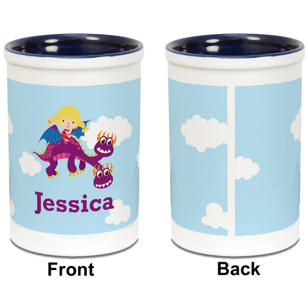 Girl Flying on a Dragon Pencil Holder - Blue - approval