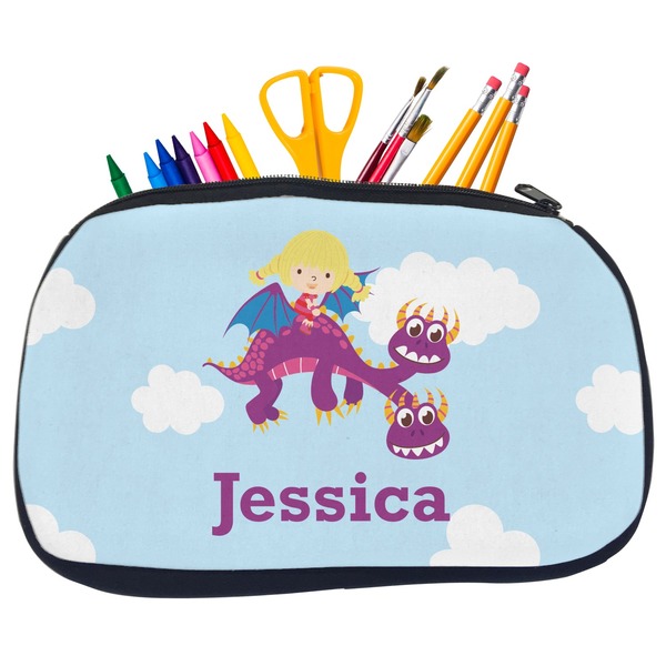 Girl Flying on a Dragon Pencil / School Supplies Bags - Medium