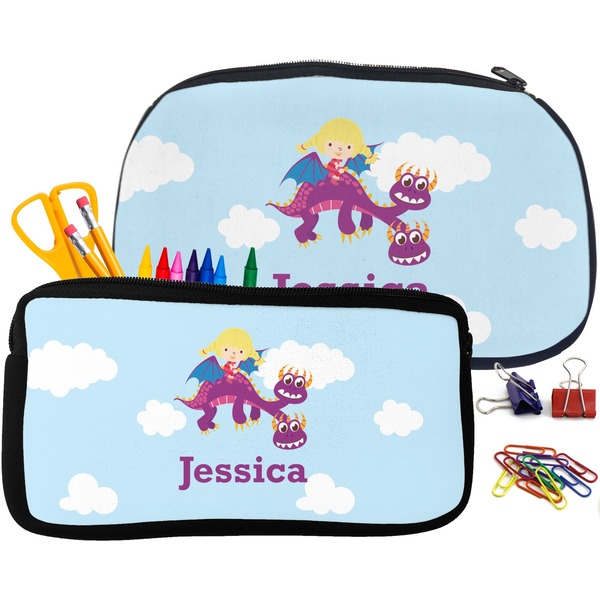 Girl Flying on a Dragon Pencil / School Supplies Bags Small and Medium