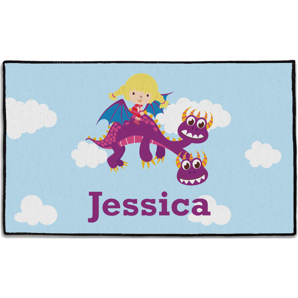 Custom Girl Flying on a Dragon Door Mat - 60"x36" (Personalized)