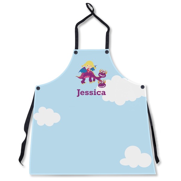 Custom Girl Flying on a Dragon Apron Without Pockets w/ Name or Text