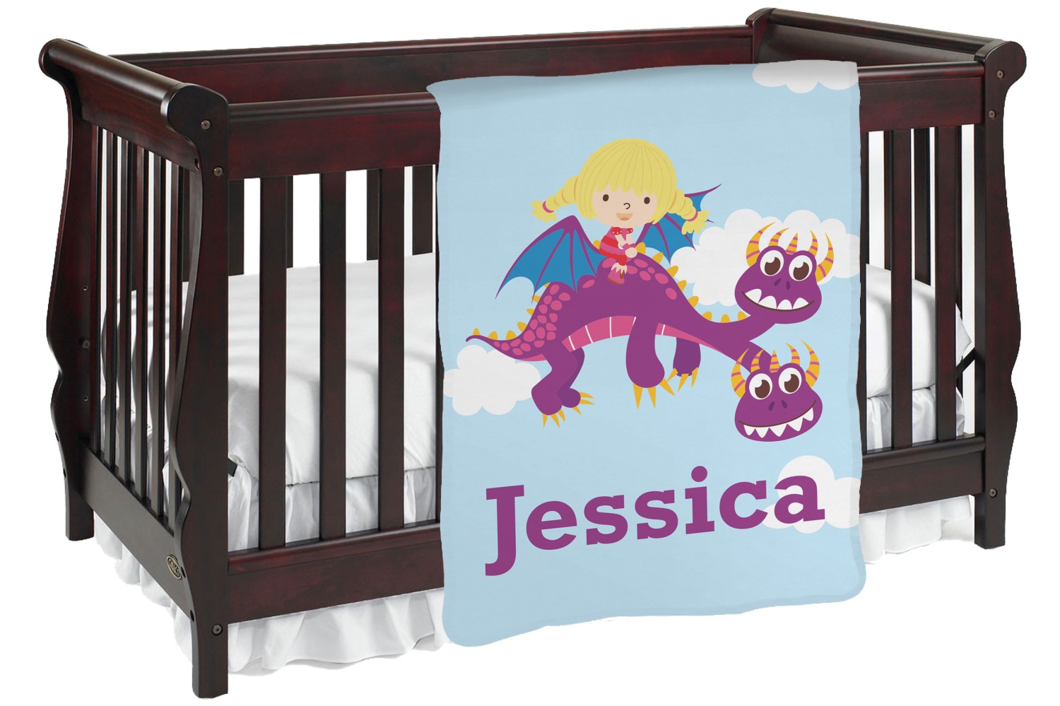 crib clouds blanket personalized