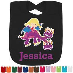 Girl Flying on a Dragon Cotton Baby Bib (Personalized)