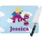 Girl Flying on a Dragon Personalized Glass Cutting Board