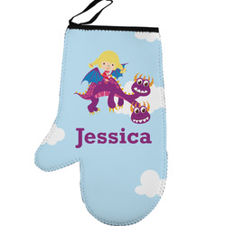Girl Flying on a Dragon Left Oven Mitt (Personalized)