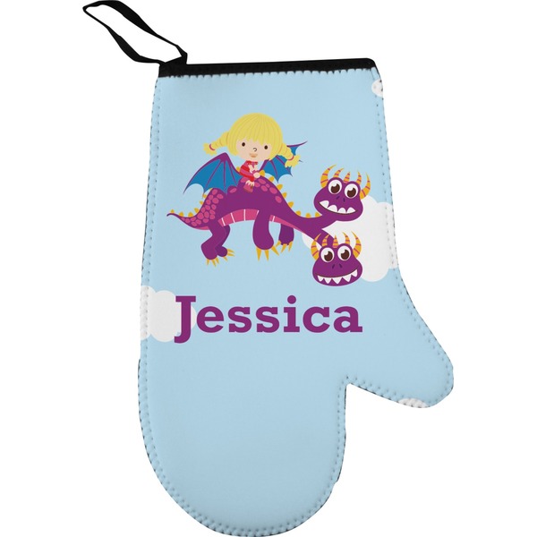 Girl Flying on a Dragon Personalized Oven Mitt