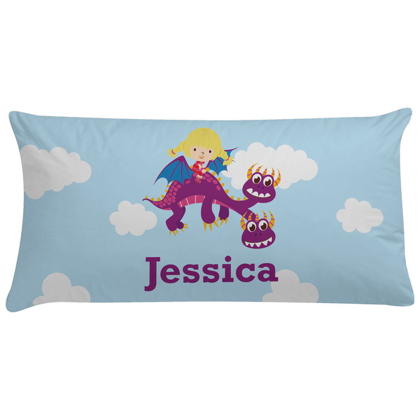 Custom Girl Flying on a Dragon Pillow Case - King (Personalized)