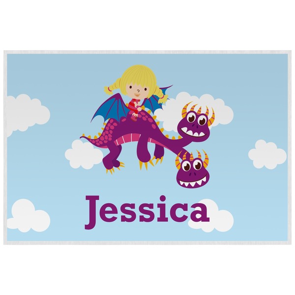 Custom Girl Flying on a Dragon Laminated Placemat w/ Name or Text