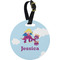 Girl Flying on a Dragon Plastic Luggage Tag - Round (Personalized)