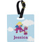Girl Flying on a Dragon Plastic Luggage Tag - Square w/ Name or Text