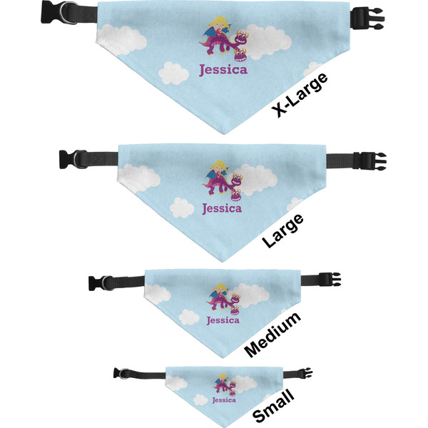 Girl Flying on a Dragon Pet Bandana Sizes