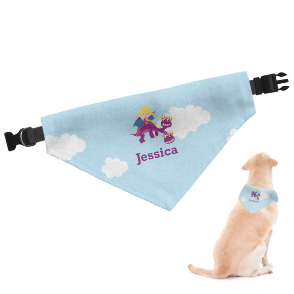 Custom Girl Flying on a Dragon Dog Bandana - Large (Personalized)