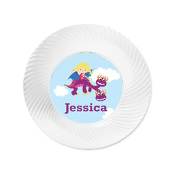 Girl Flying on a Dragon Plastic Party Appetizer & Dessert Plates - 6" (Personalized)