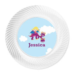 Girl Flying on a Dragon Plastic Party Dinner Plates - 10" (Personalized)