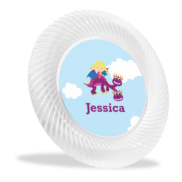 Custom Girl Flying on a Dragon Plastic Party Dinner Plates - 10" (Personalized)