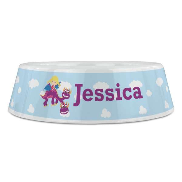 Girl Flying on a Dragon Plastic Pet Bowls - Large - FRONT