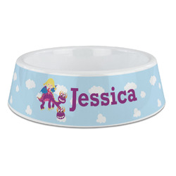Girl Flying on a Dragon Plastic Dog Bowl - Large (Personalized)