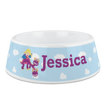 Girl Flying on a Dragon Plastic Dog Bowl (Personalized)