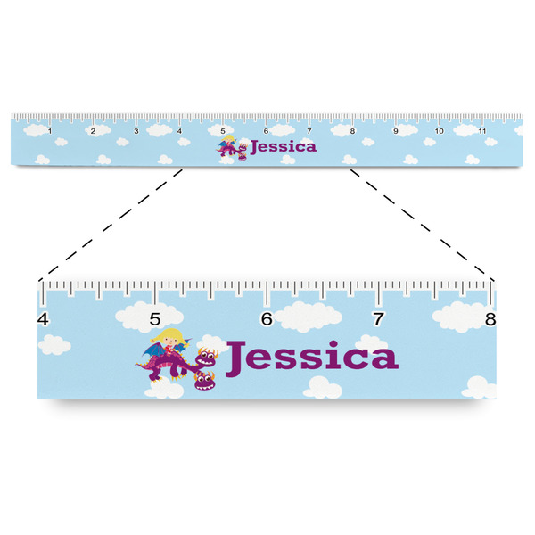 Custom Girl Flying on a Dragon Plastic Ruler - 12" (Personalized)