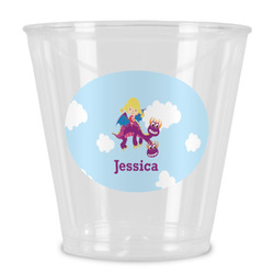 Girl Flying on a Dragon Plastic Shot Glass (Personalized)