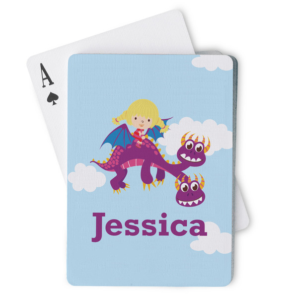 Custom Girl Flying on a Dragon Playing Cards (Personalized)