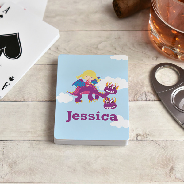 Girl Flying on a Dragon Playing Cards - In Context