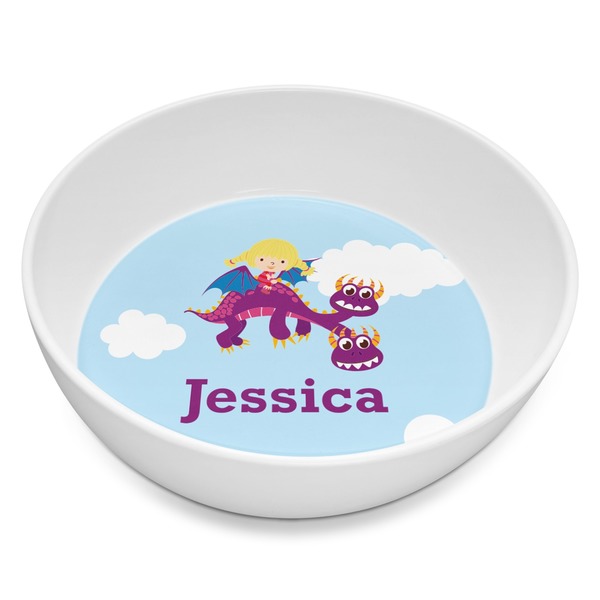 Custom Girl Flying on a Dragon Melamine Bowl - 8 oz (Personalized)