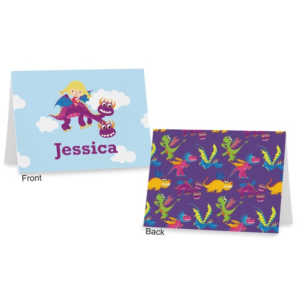 Girl Flying on a Dragon Postcard - Front and Back