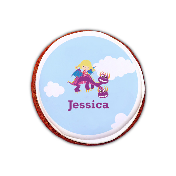 Girl Flying on a Dragon Printed Icing Circle - XSmall - On Cookie