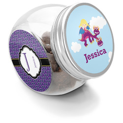 Girl Flying on a Dragon Puppy Treat Jar (Personalized)