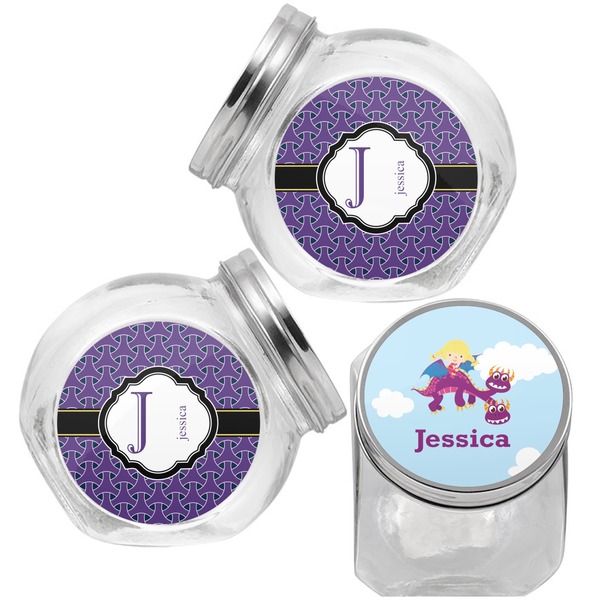 Girl Flying on a Dragon Puppy Treat Jar - Top Left Right