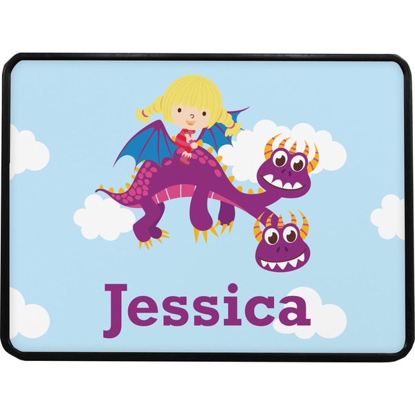 Girl Flying on a Dragon Rectangular Car Hitch Cover w/ FRP Insert (Select Size)