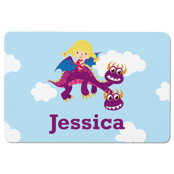 Girl Flying on a Dragon Rectangular Fridge Magnet - FRONT