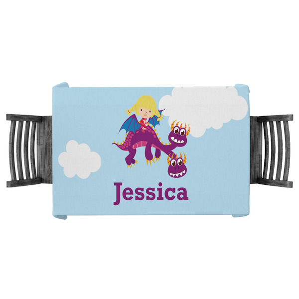 Custom Girl Flying on a Dragon Tablecloth - 58"x58" (Personalized)